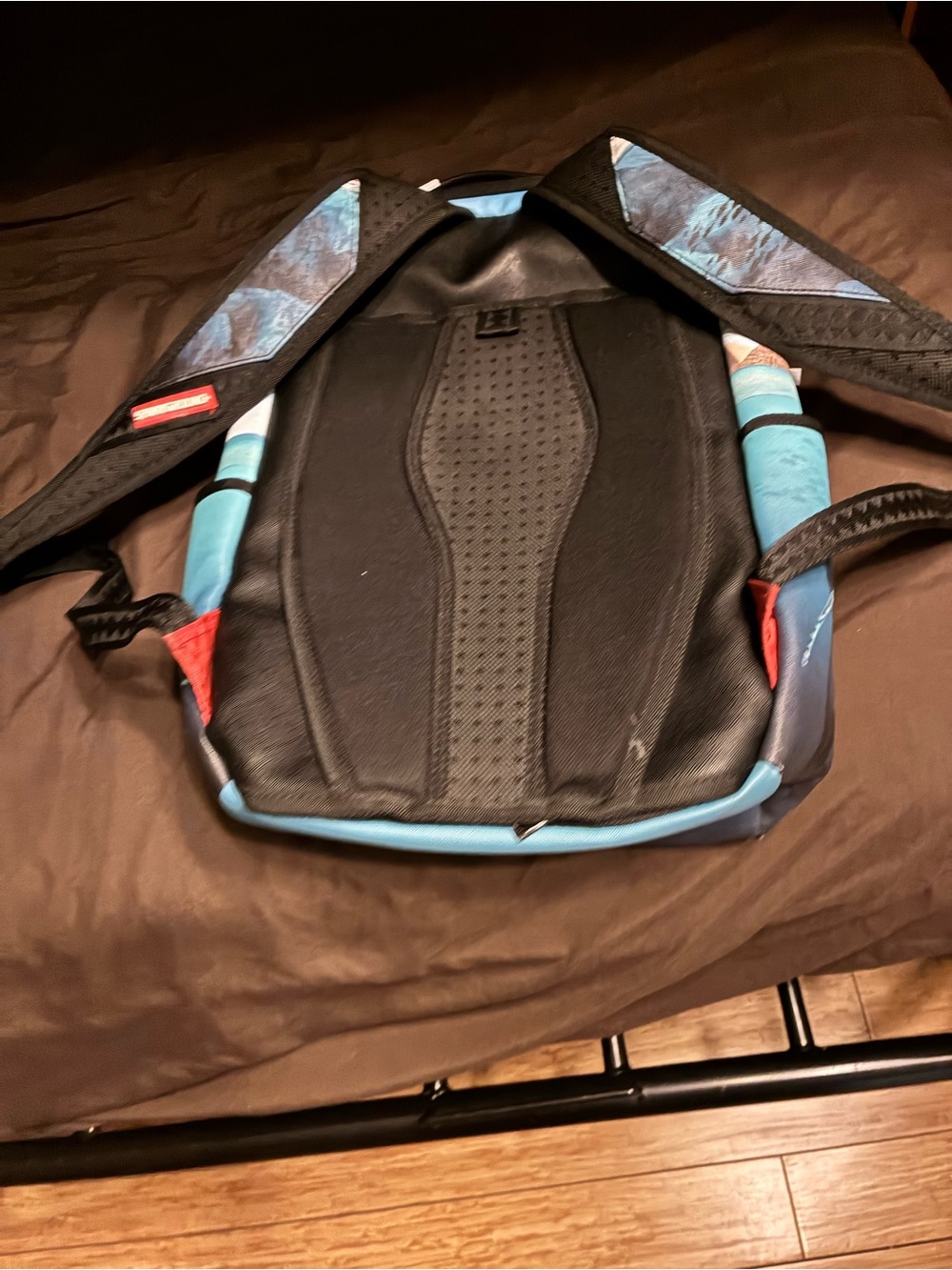 Black and Light Blue Padded Backpack - Sporty Style